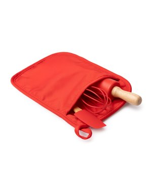 Кухненски комплект с коледен дизайн в червено снимка