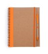 Тетрадка със спирала и твърди корици в бежово и оранжево с химикалка ALANI-0 снимка
