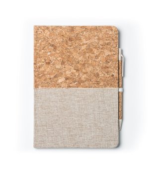 Тефтер с корица от корк и памучен текстил с химикалка ROBIN снимка