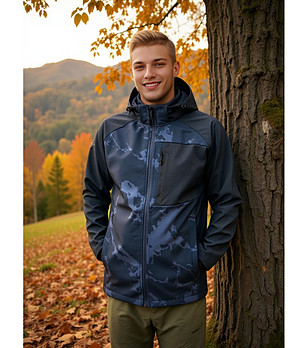Мъжко softshell яке  в тъмносиньо HOOR с DWR снимка