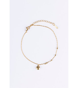 Позлатена дамска гривна с висулка сърце снимка