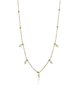 Позлатено дамско колие с малки перли снимка