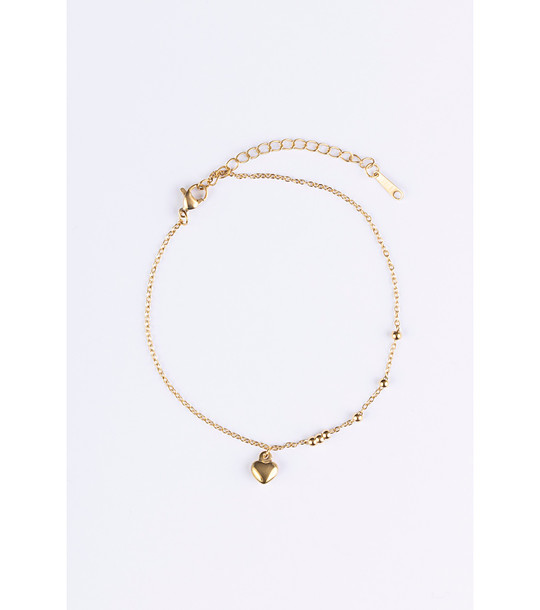 Позлатена дамска гривна с висулка сърце снимка