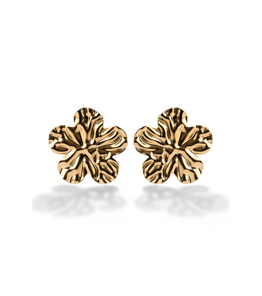 Позлатени дамски обеци цветчета снимка