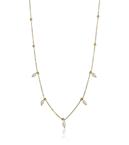 Позлатено дамско колие с малки перли снимка