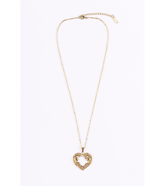 Позлатено дамско колие с висулка сърце снимка