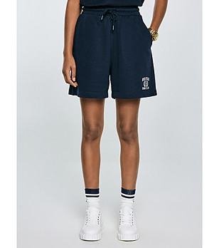 Тъмносин дамски къс панталон с памук Miraya снимка