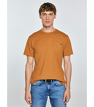 Светлокафява памучна мъжка тениска Carbon снимка