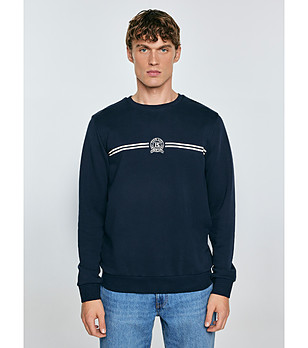 Тъмносиня мъжка памучна блуза Daniel снимка