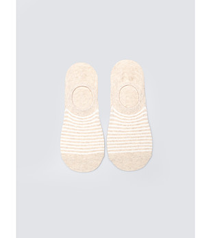 Дамски чорапи в бежово на бяло райе тип терлик Olga снимка