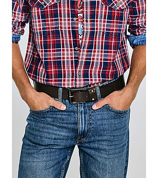 Кафяв кожен мъжки колан Rinde снимка