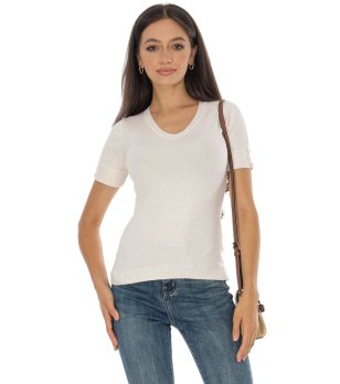 Дамска светлобежова блуза снимка