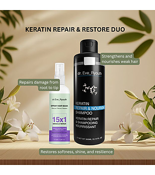 Комплект от шампоан с кератин и спрей за коса снимка