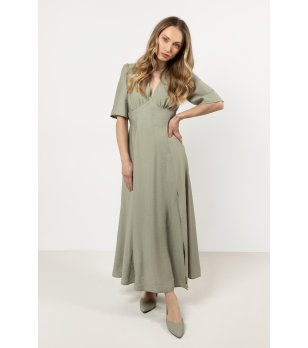 Дълга рокля в зелен нюанс с цепка Kattie снимка