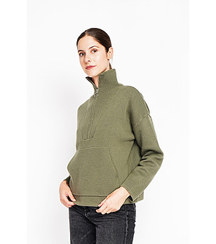 Дамски пуловер в цвят каки снимка