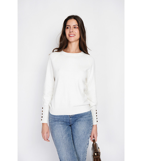 Дамски пуловер в цвят крем снимка