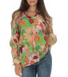 Ефирна дамска блуза с многоцветен флорален принт-3 снимка