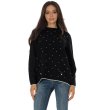 Черен дамски пуловер с деликатни точки-3 снимка