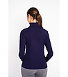 Тъмносиня плътна дамска термо блуза с поло яка-4 снимка