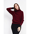 Дамски пуловер в бордо с ефектна яка-2 снимка