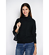 Дамски пуловер в черно с ефектна яка-0 снимка