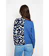 Син дамски пуловер с леопардови шарки-2 снимка