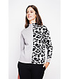 Сив дамски пуловер с леопардови шарки-2 снимка