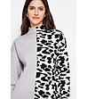 Сив дамски пуловер с леопардови шарки-4 снимка