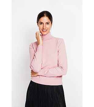 Светлорозов дамски поло пуловер снимка