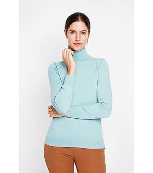 Дамски поло пуловер в тюркоаз снимка