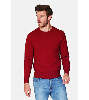 Мъжки пуловер в бордо с кашмир снимка