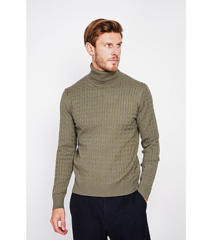 Мъжки пуловер в цвят каки снимка