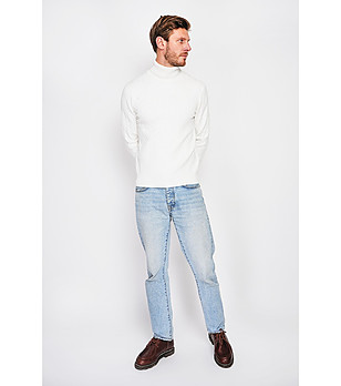 Мъжки пуловер в цвят крем снимка