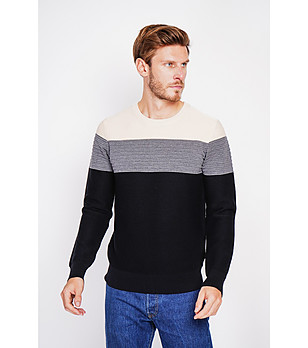 Мъжки пуловер в сиво и черно снимка