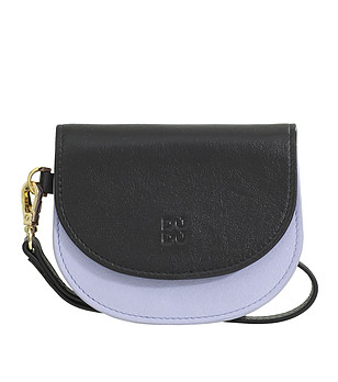 Дамско портмоне в черно и лавандула от естествена кожа Madagascar снимка