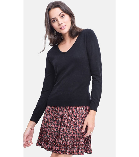 Дамски черен пуловер снимка