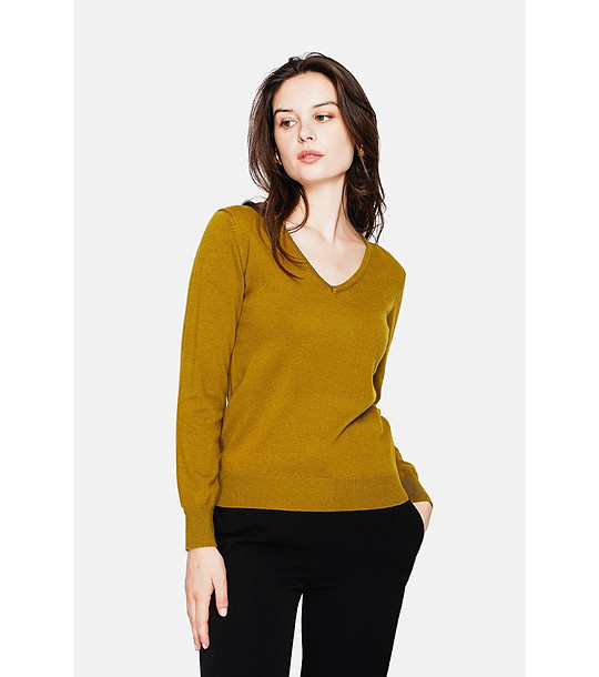 Дамски пуловер в цвят маслина снимка