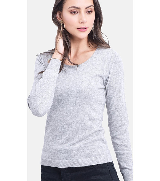 Сив дамски пуловер снимка