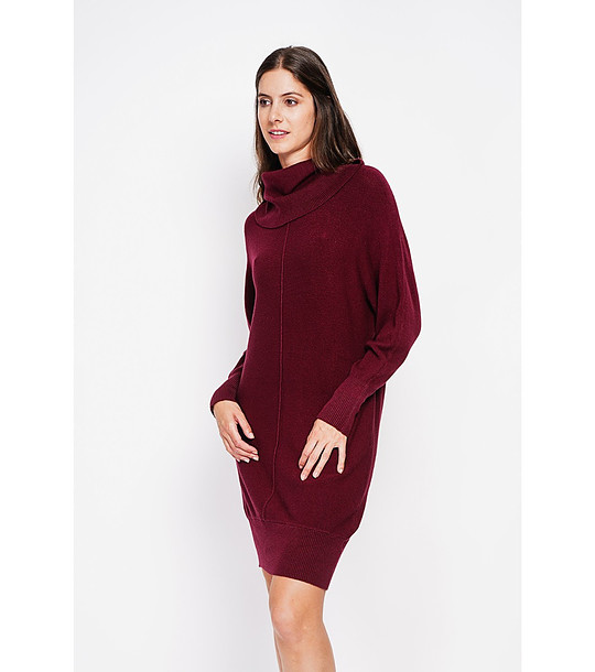 Oversize рокля в бордо с шал яка снимка