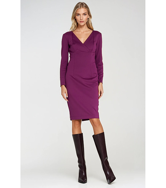 Рокля с дълъг ръкав във виолетов нюанс снимка