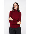Дамски поло пуловер в бордо-0 снимка