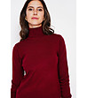 Дамски поло пуловер в бордо-4 снимка