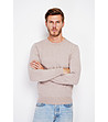 Мъжки пуловер в бежово-0 снимка