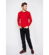 Мъжки пуловер в червено-3 снимка