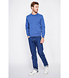 Син мъжки пуловер с контрастни платки-1 снимка