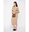 Миди рокля в цвят камел-1 снимка