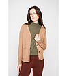 Дамска жилетка в цвят камел-1 снимка