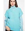 Дамски пуловер без ръкави в тюркоаз-3 снимка