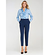Светлосиня дамска риза с жабо-3 снимка