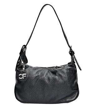 Черна дамска чанта от естествена кожа Lenitta снимка